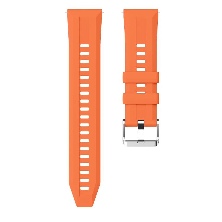 22mm Vertical Stripes Silver Buckle Solid Color Silicone Watch Band(Orange) - Image 5