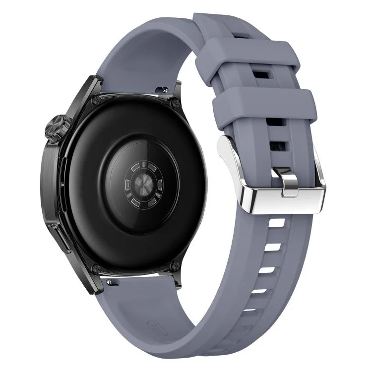 22mm Vertical Stripes Silver Buckle Solid Color Silicone Watch Band(Purple) - Image 2