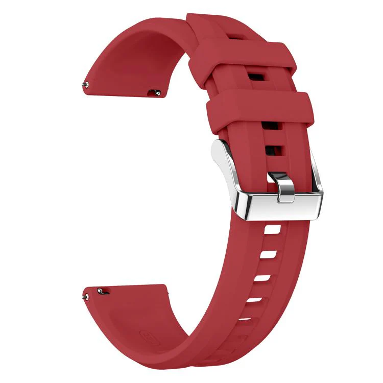 22mm Vertical Stripes Silver Buckle Solid Color Silicone Watch Band(Red) - Image 3