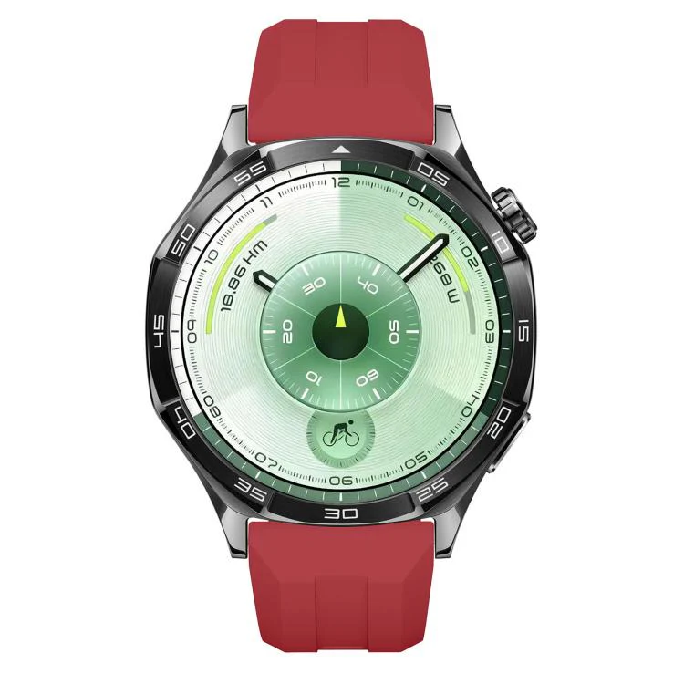 22mm Vertical Stripes Silver Buckle Solid Color Silicone Watch Band(Red) - Image 4