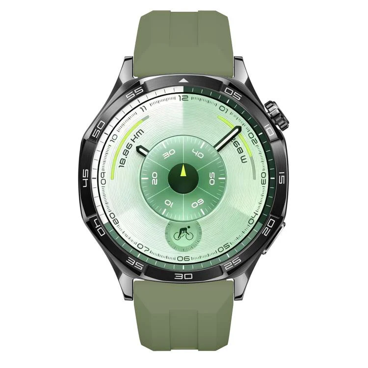 22mm Vertical Stripes Silver Buckle Solid Color Silicone Watch Band(Spruce Green) - Image 4
