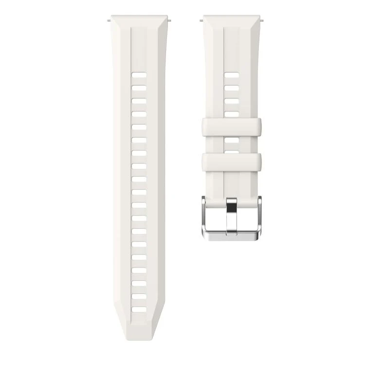 22mm Vertical Stripes Silver Buckle Solid Color Silicone Watch Band(Starlight) - Image 5