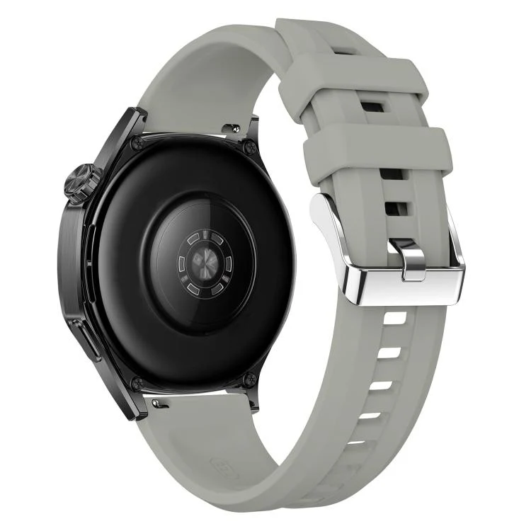 22mm Vertical Stripes Silver Buckle Solid Color Silicone Watch Band(Starlight Grey) - Image 2