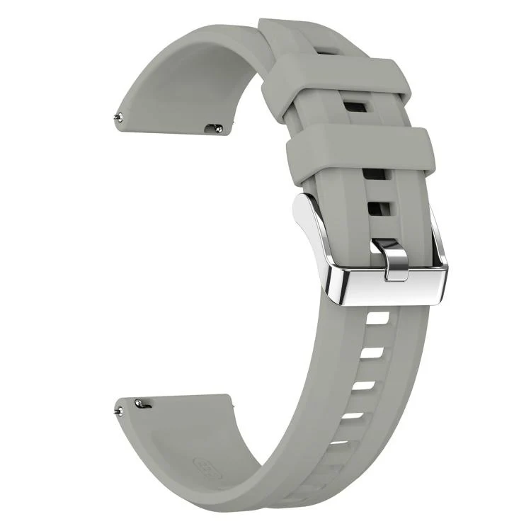 22mm Vertical Stripes Silver Buckle Solid Color Silicone Watch Band(Starlight Grey) - Image 3