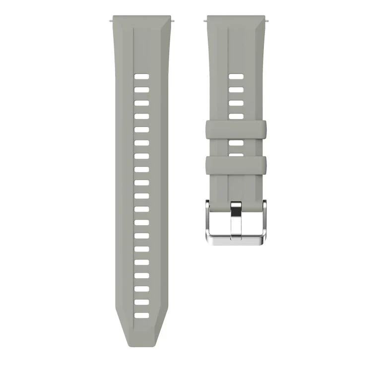 22mm Vertical Stripes Silver Buckle Solid Color Silicone Watch Band(Starlight Grey) - Image 5