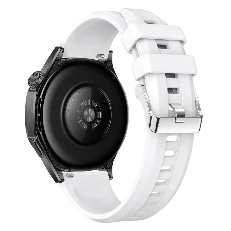 22mm Vertical Stripes Silver Buckle Solid Color Silicone Watch Band(White) - Image 2