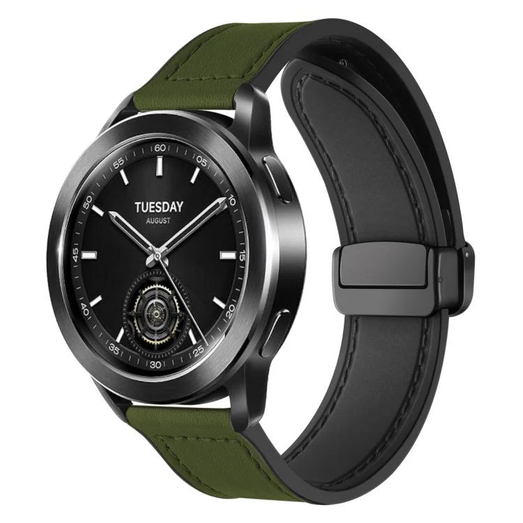 22mm xDfind Crazy Horse Pattern Silicone Skin Magnetic Buckle Watch Band(Army Green)