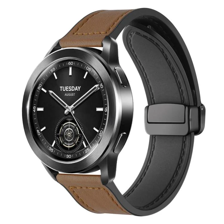 22mm xDfind Crazy Horse Pattern Silicone Skin Magnetic Buckle Watch Band(Dark Brown)