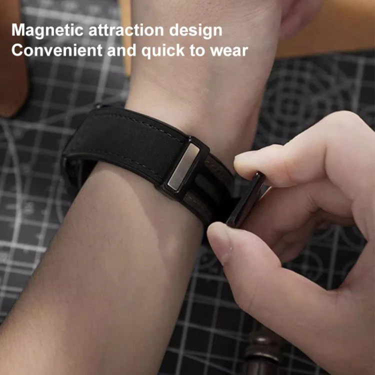 22mm xDfind Crazy Horse Pattern Silicone Skin Magnetic Buckle Watch Band(Dark Brown) - Image 6
