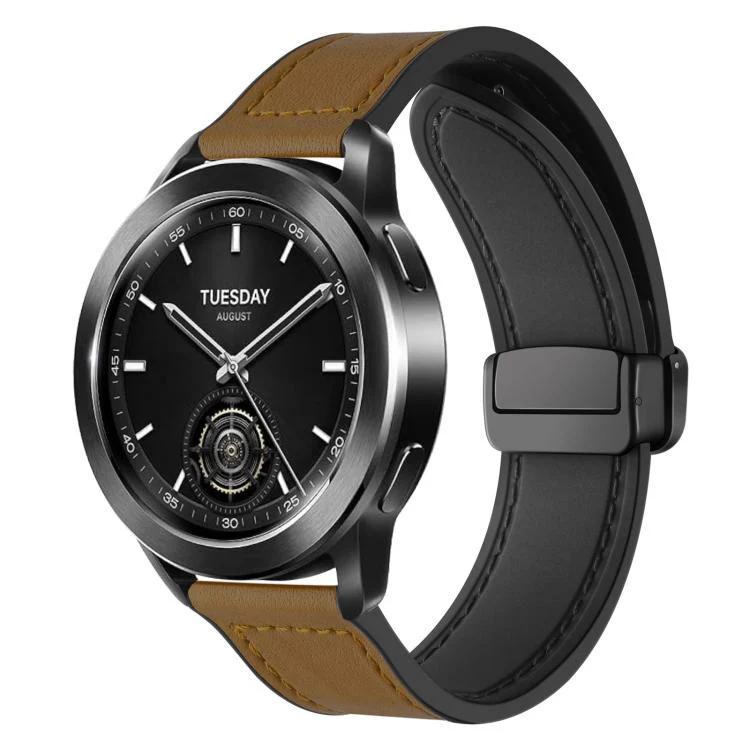22mm xDfind Crazy Horse Pattern Silicone Skin Magnetic Buckle Watch Band(Light Brown)