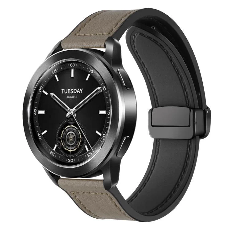 22mm xDfind Crazy Horse Pattern Silicone Skin Magnetic Buckle Watch Band(Taupe)