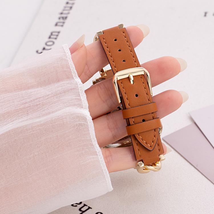 22mm xDfind Denim Chain Metal Hybrid Leather Watch Band(Silver) - Image 3