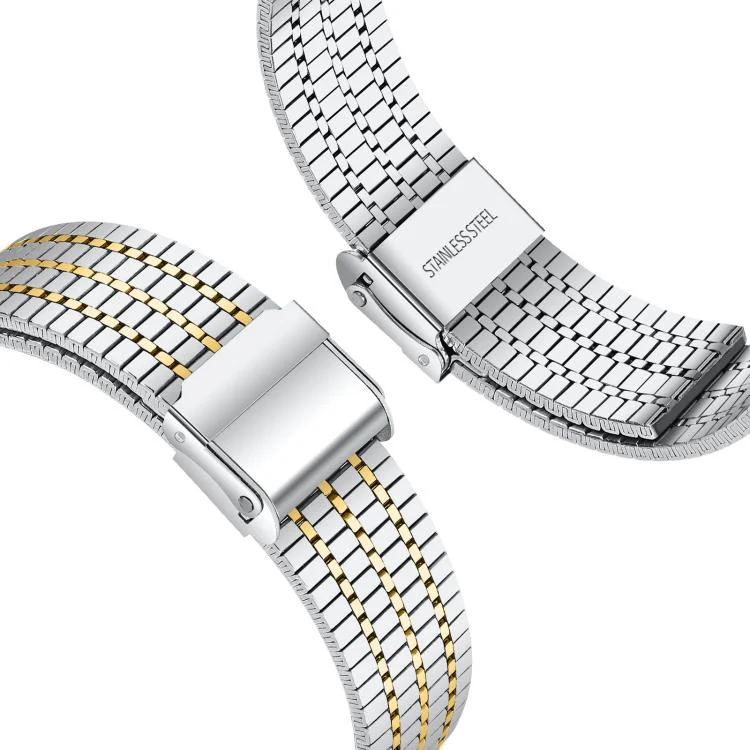 22mm xDfind Seven Beads Buckle Stainless Steel Watch Band(Silver Gold) - Image 3