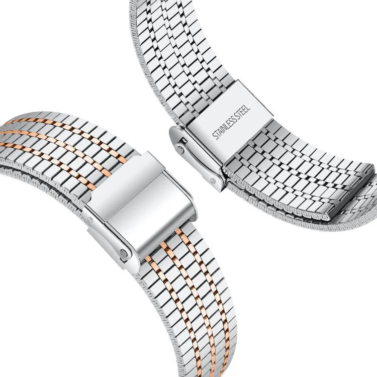 22mm xDfind Seven Beads Buckle Stainless Steel Watch Band(Silver Rose Gold) - Image 3