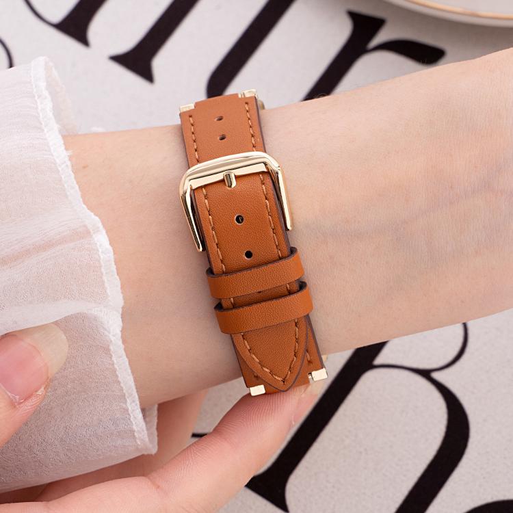 22mm xDfind V-shaped Metal Hybrid Leather Watch Band(Gold) - Image 4