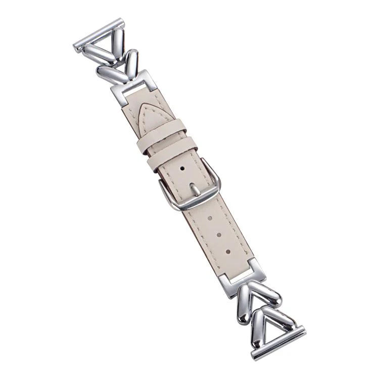 22mm xDfind V-shaped Metal Hybrid Leather Watch Band(Silver)