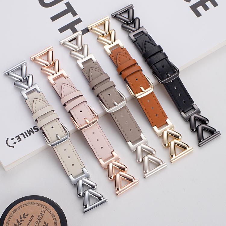 22mm xDfind V-shaped Metal Hybrid Leather Watch Band(Starlight) - Image 3