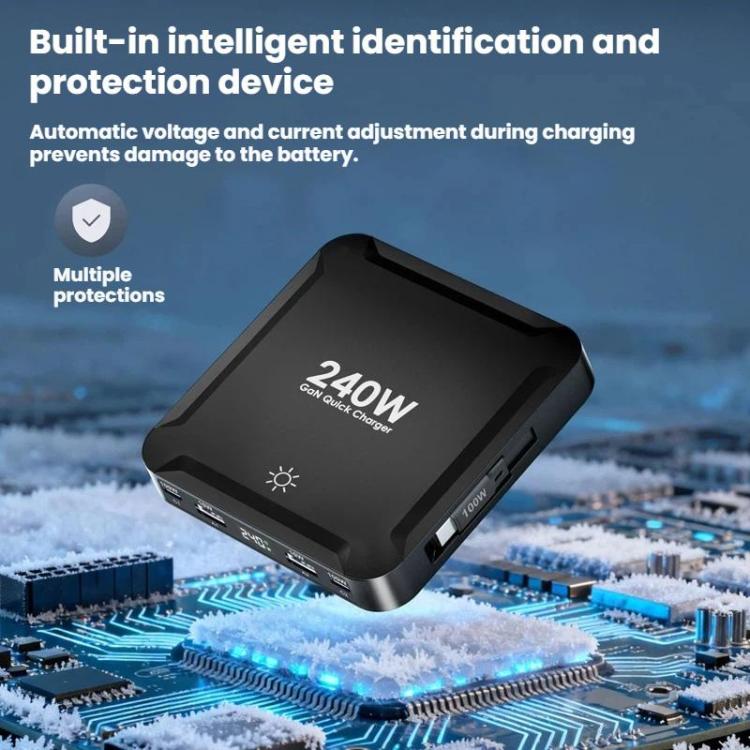 240W Smart Fast Charger With Magnetic USB Retractable Cable And Multi-Port Storage(US Plug) - Image 7