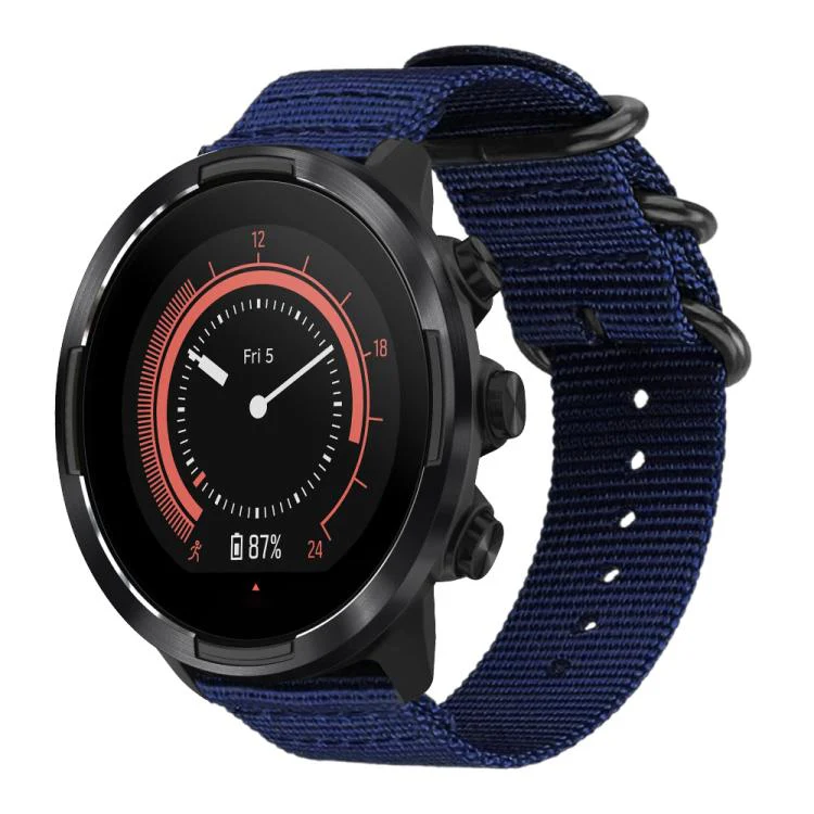 24mm xDfind Ring Buckle Nylon Canvas Watch Band(Midnight Blue)