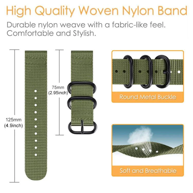24mm xDfind Ring Buckle Nylon Canvas Watch Band(Midnight Blue) - Image 5