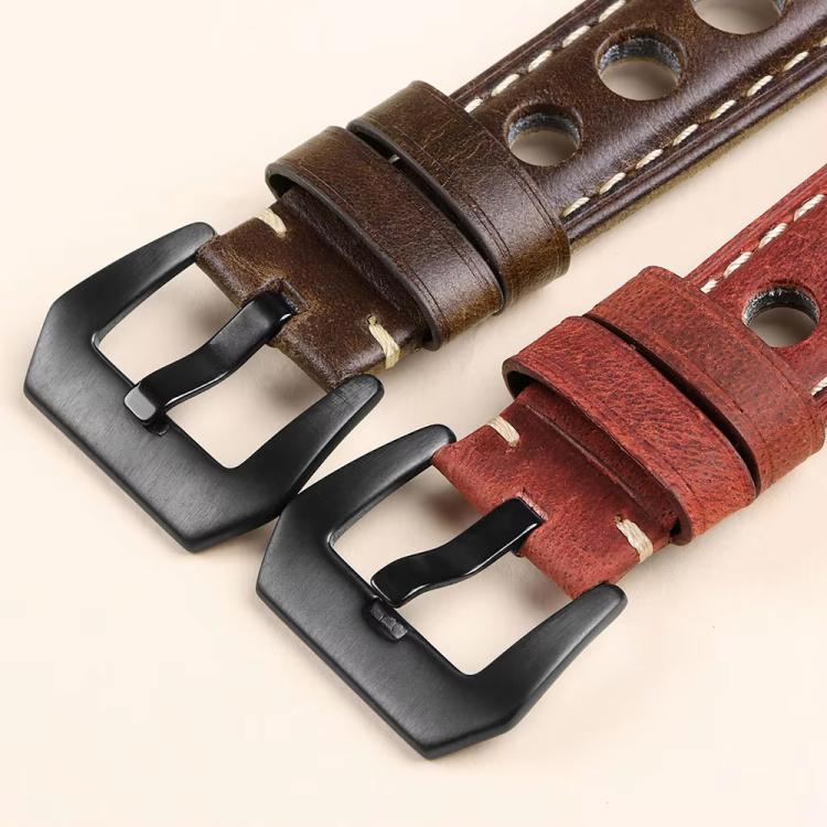 24mm xDfind Three-hole Breathable Genuine Leather Watch Band(Dark Brown) - Image 6