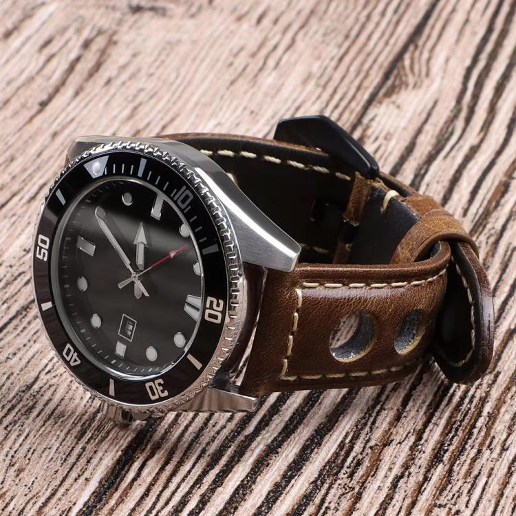 24mm xDfind Three-hole Breathable Genuine Leather Watch Band(Light Brown) - Image 9