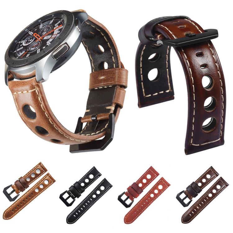24mm xDfind Three-hole Breathable Genuine Leather Watch Band(Red) - Image 3
