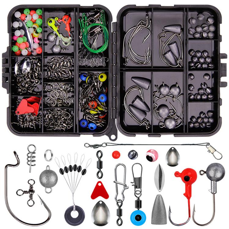 257pcs Lure Hook Accessory Set for Sea Fishing Rock Fishing(Black)