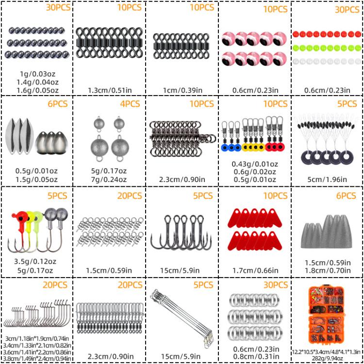257pcs Lure Hook Accessory Set for Sea Fishing Rock Fishing(Black) - Image 5