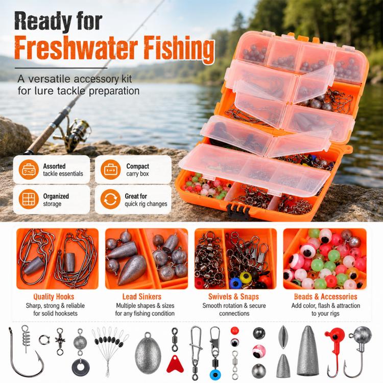 257pcs Lure Hook Accessory Set for Sea Fishing Rock Fishing(Black) - Image 8