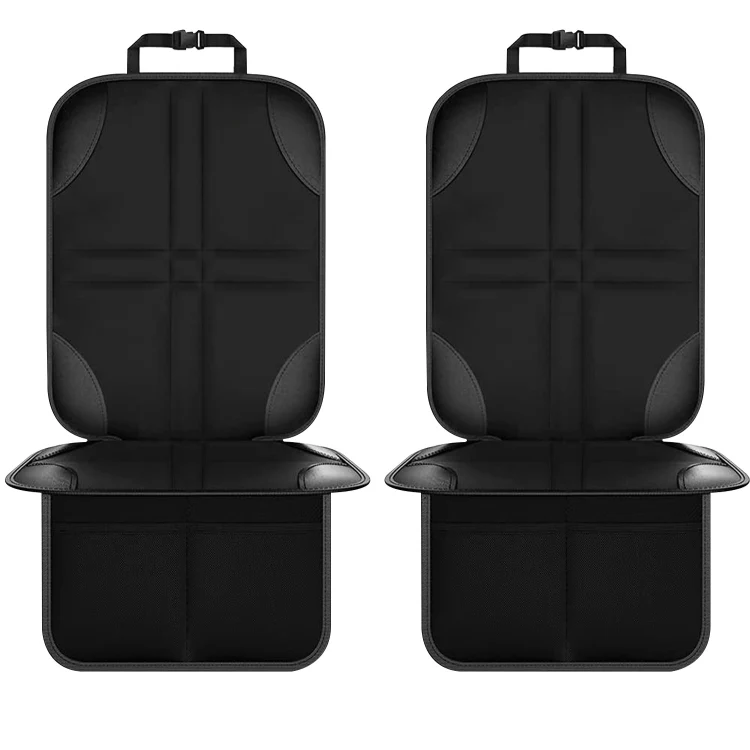 2pcs Child Car Seat Protector Non-Slip Base Material + Waterproof 600D Fabric(Black Line)