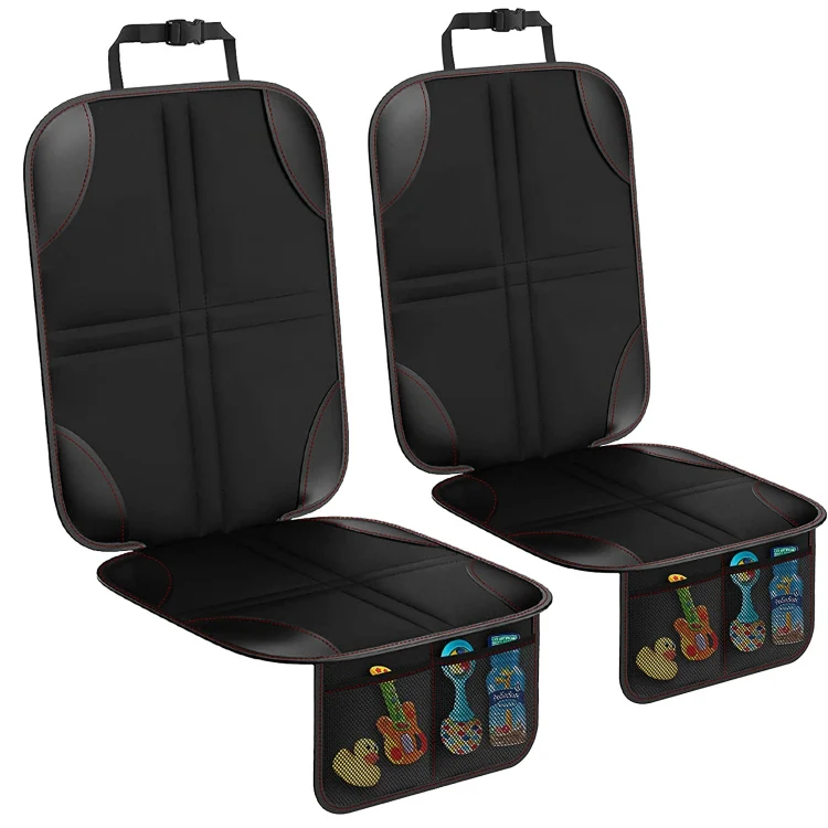 2pcs Child Car Seat Protector Non-Slip Base Material + Waterproof 600D Fabric(Black Line) - Image 2