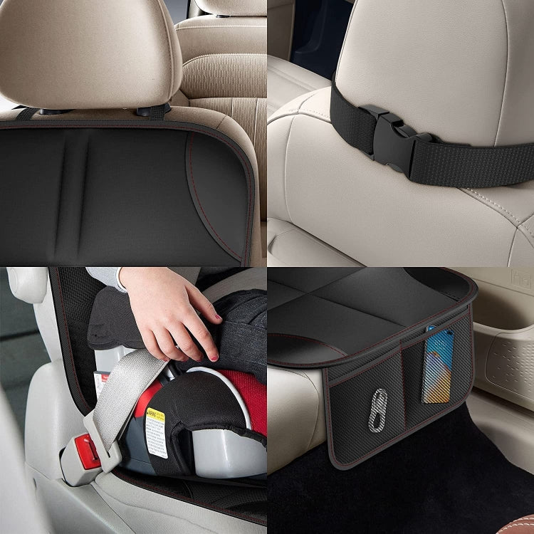 2pcs Child Car Seat Protector Non-Slip Base Material + Waterproof 600D Fabric(Black Line) - Image 6