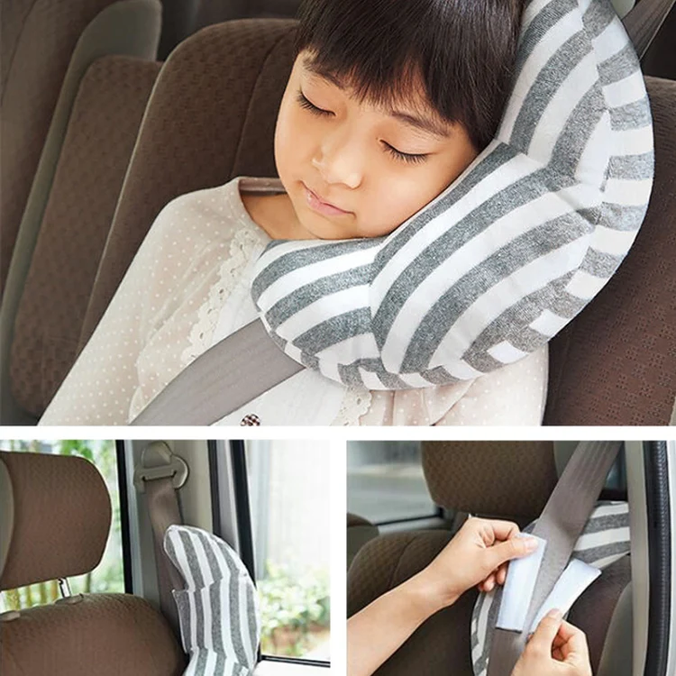 2pcs Children Neck Headrest Comfortable Shoulder Cover Car Neck Guard Pillow(Gray Stripe) - Image 6