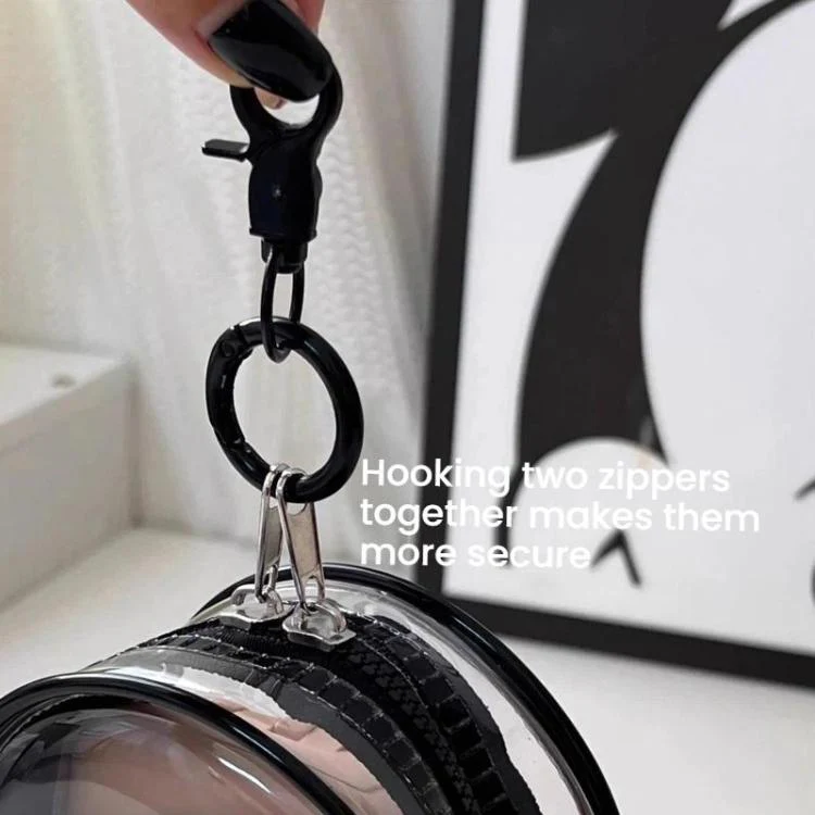 2pcs Data Cable Charger Transparent Storage Pouch Portable Earphone Storage Case With Keychain(White+Black) - Image 4