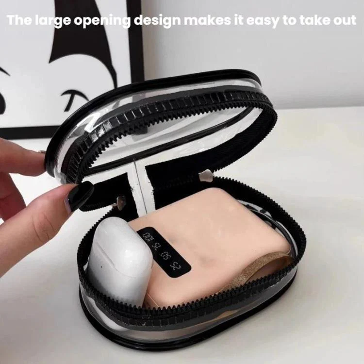 2pcs Data Cable Charger Transparent Storage Pouch Portable Earphone Storage Case With Keychain(White+Black) - Image 5