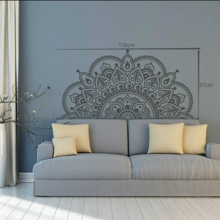 2PCS Mandala Flower PVC Removable Personality Wall Sticker Living Room Bedroom Sofa Background Wall(White) - Image 3