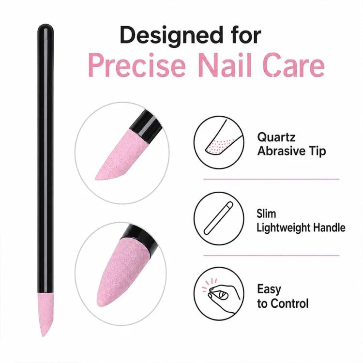 2pcs/Pack Angled Quartz Nail Pen Nail Surface Polishing Tool(Black) - Image 3