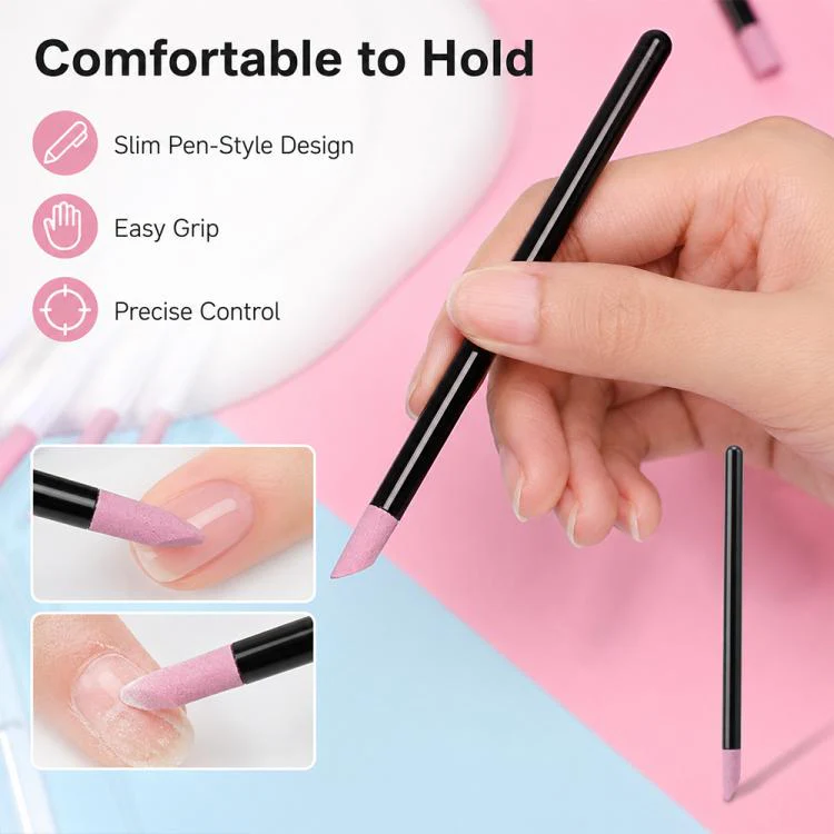 2pcs/Pack Angled Quartz Nail Pen Nail Surface Polishing Tool(Black) - Image 5