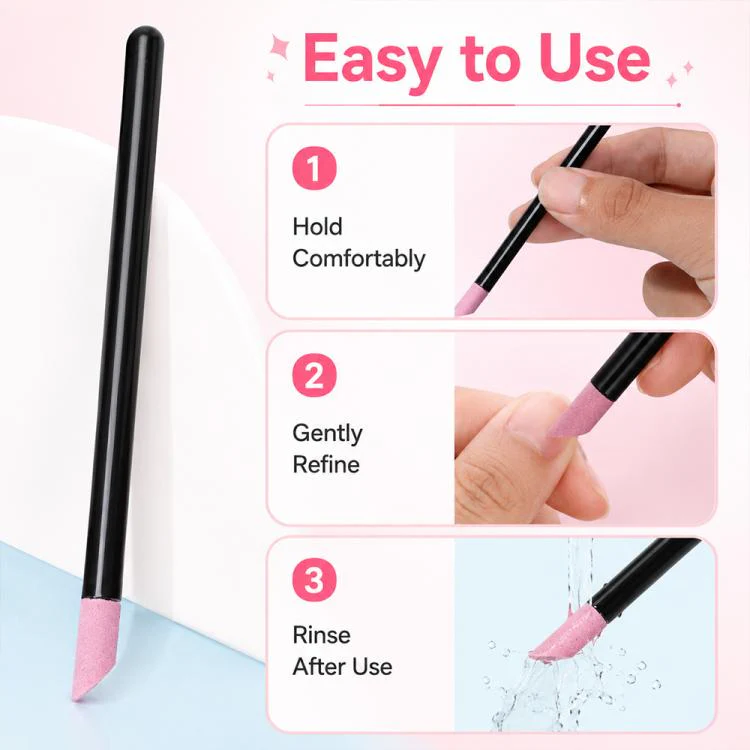 2pcs/Pack Angled Quartz Nail Pen Nail Surface Polishing Tool(Black) - Image 8