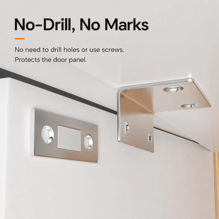 2pcs /Pack Ultra-thin Invisible L-Shaped Magnetic Door Stopper For Sliding Doors(Silver) - Image 5
