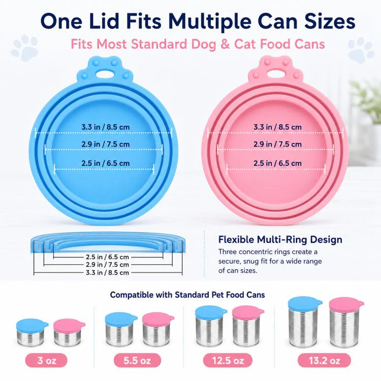 2pcs Pet Food Cans Sealed Silicone Lid(Sky Blue+Pink) - Image 3