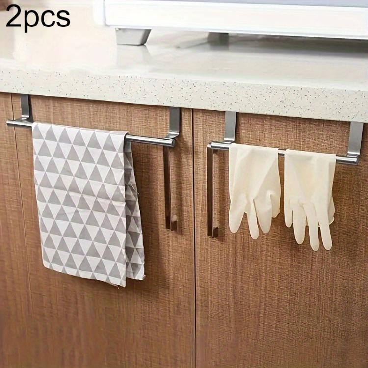 2pcs / Set 23.8cm Drill-Free Stainless Steel Towel Rack(Black)