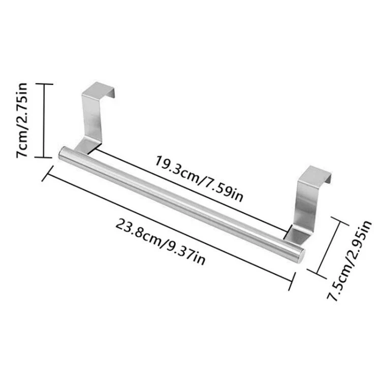 2pcs / Set 23.8cm Drill-Free Stainless Steel Towel Rack(Black) - Image 3