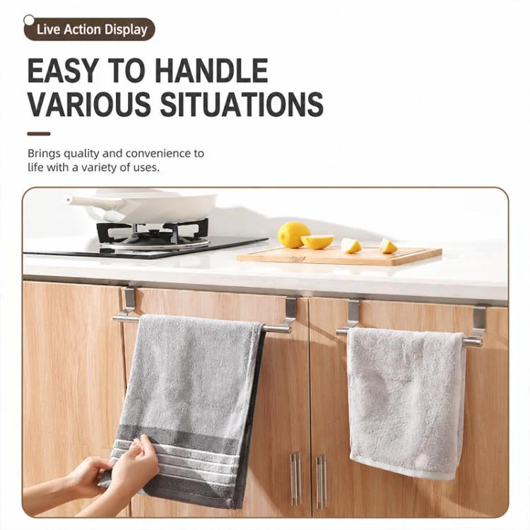 2pcs / Set 23.8cm Drill-Free Stainless Steel Towel Rack(Black) - Image 6