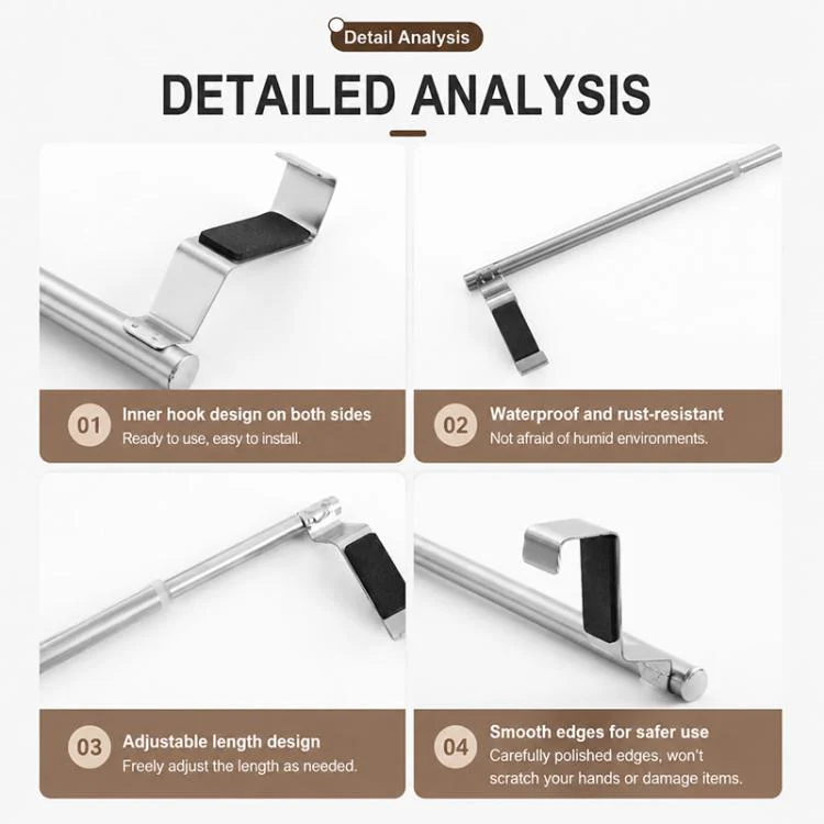 2pcs / Set 23.8cm Drill-Free Stainless Steel Towel Rack(Black) - Image 9