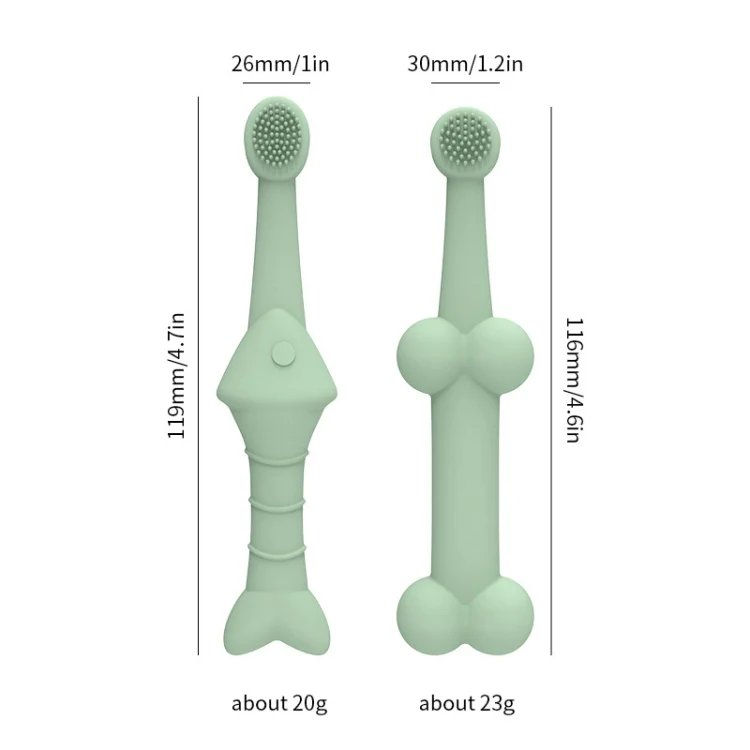 2pcs / Set Cats And Dogs Silicone Toothbrush Pet Oral Cleaning Care Tool(Green) - Image 3