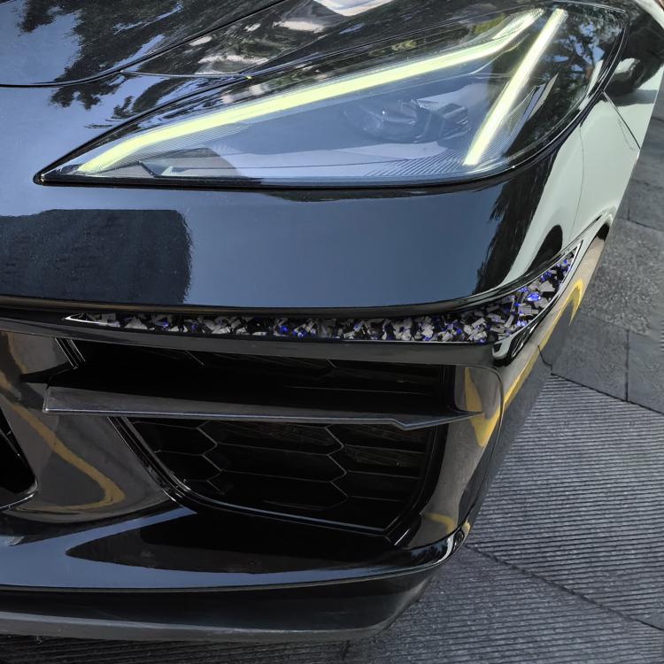 2pcs/Set Forged Gold Foil Carbon Fiber Car Bumper Corner Decorative Sticker for Chevrolet Corvette C8 2020-, Left and Right Driver(Blue) - Image 4