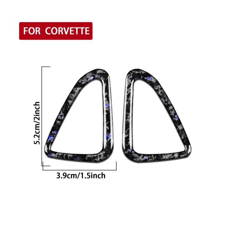2pcs/Set Forged Gold Foil Carbon Fiber Car Door Air Outlet Decorative Sticker for Chevrolet Corvette C8 2020-, Left and Right Driver(Blue) - Image 2