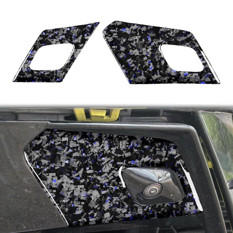 2pcs/Set Forged Gold Foil Carbon Fiber Car Door Radar Decorative Sticker for Chevrolet Corvette C8 2020-, Left and Right Driver(Blue)